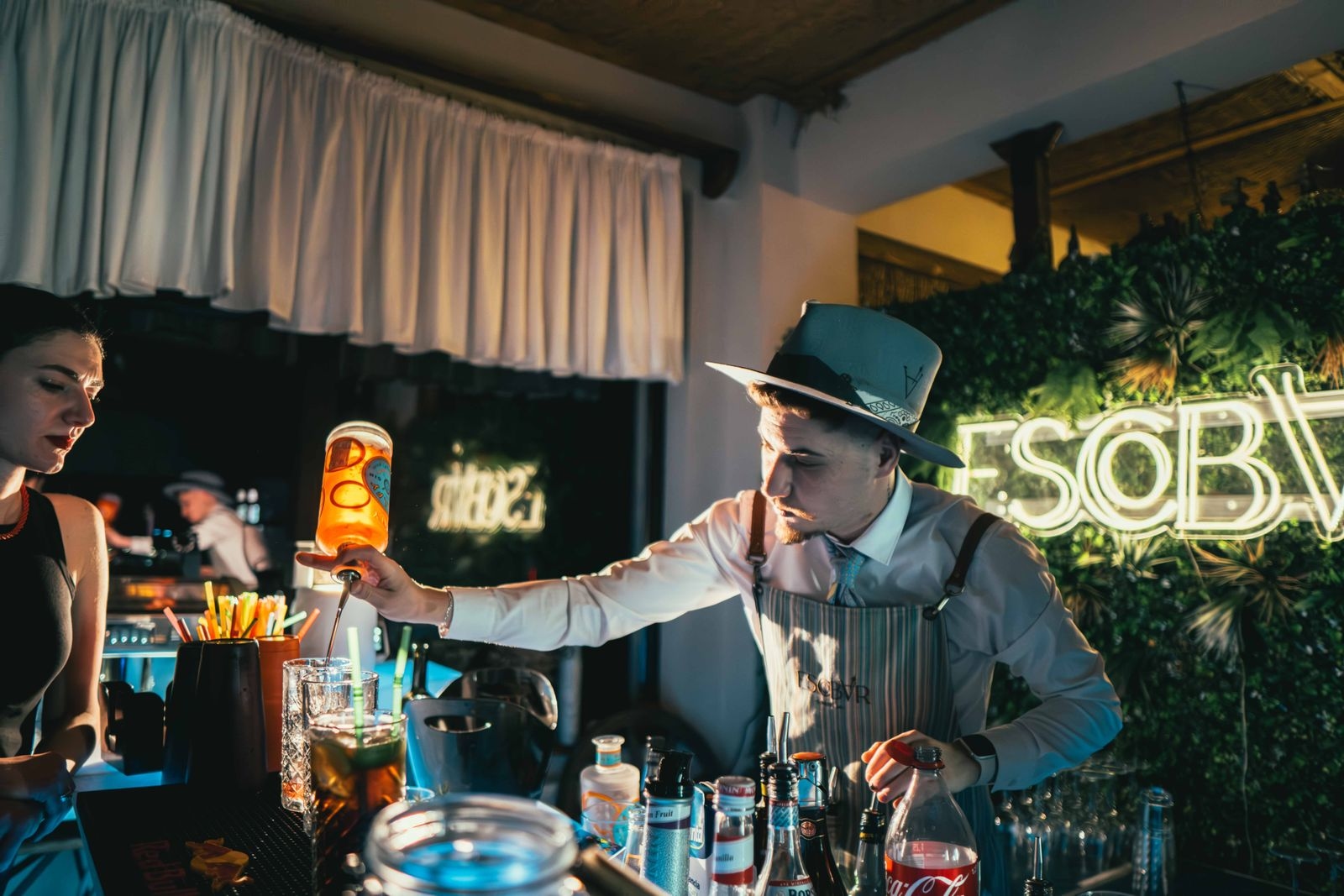 Barman preparing drinks